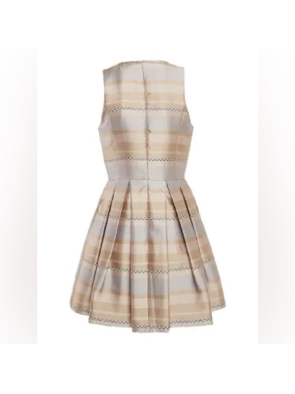 Armani Exchange Beige Taffeta Pleated Fit and Flare Tea Dress Size 6 - Picture 2 of 6